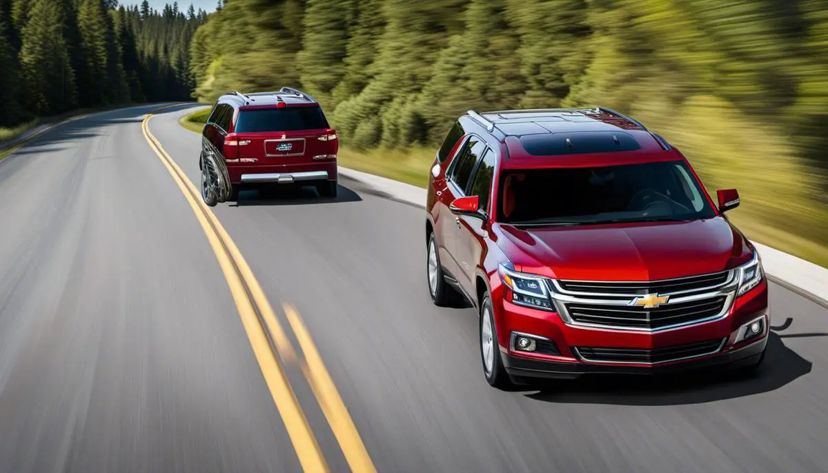 Comparison of safety ratings and standard safety features between Chevrolet Traverse and Chevrolet Tahoe.